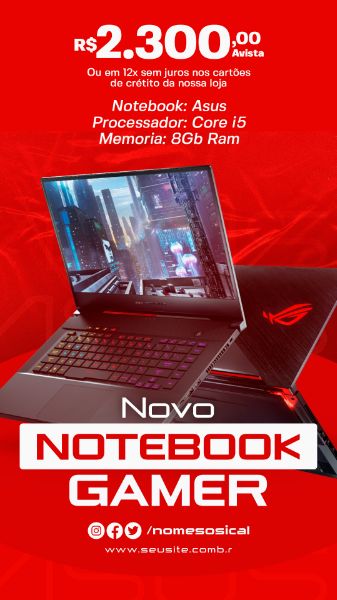 STORY SOCIAL MEDIA NOTEBOOK GAMER ASUS ROG PSD EDITÁVEL