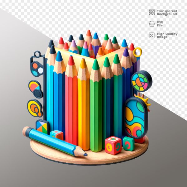 ELEMENTO PARA COMPOSIÇÃO LÁPIS COLORIDO DE ESCOLA