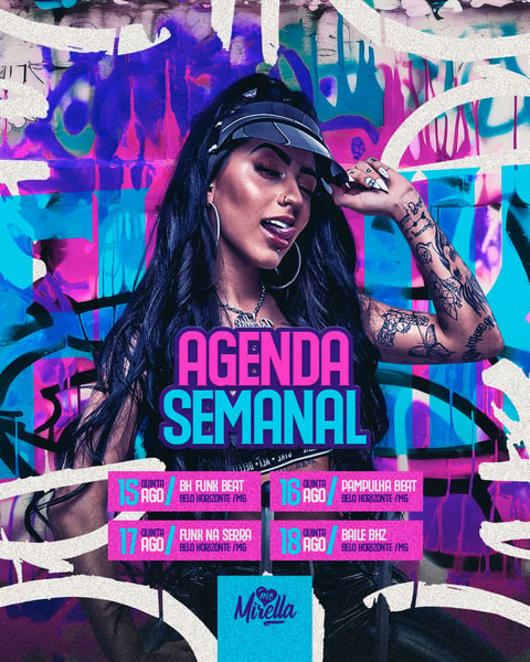 FLYER ARTISTA AGENDA SEMANAL AGENDA DE SHOWS PSD EDITÁVEL