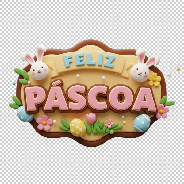 SELO 3D PNG FELIZ PÁSCOA PNG SELO 3D FELIZ PÁSCOA PNG