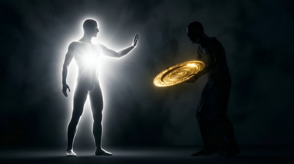 SILHUETA LUZ TRANSMISSÃO ENERGIA ESFERA BRILHANTE DUALIDADE ESPIRITUALIDADE HUMANA CURA QUÂNTICA 01