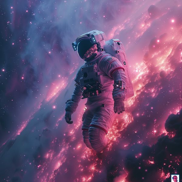 ASTRONAUTA NA ESPAÇO | COM LUZES NEON | FAÍSCAS | IMAGEM BACKGROUND