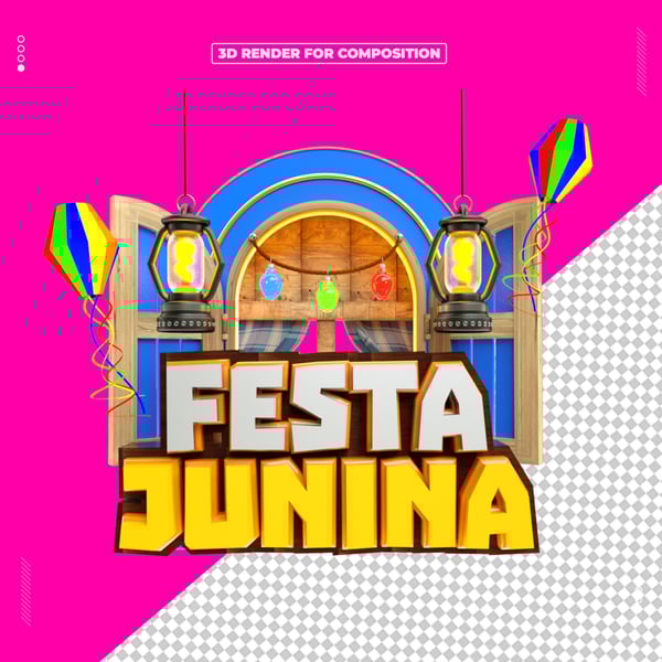 SELO 3D FESTA JUNINA DATA COMEMORATIVA BRASIL