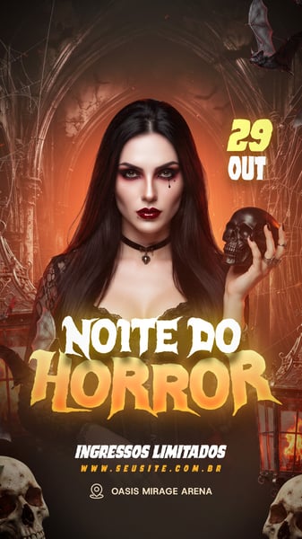 FLYER NOITE DO HORROR STORY PSD EDITÁVEL