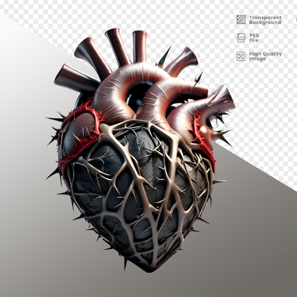 CORAÇÃO COM ESPINHOS  ELEMENTO 3D PARA COMPOSIÇÃO - HEART
