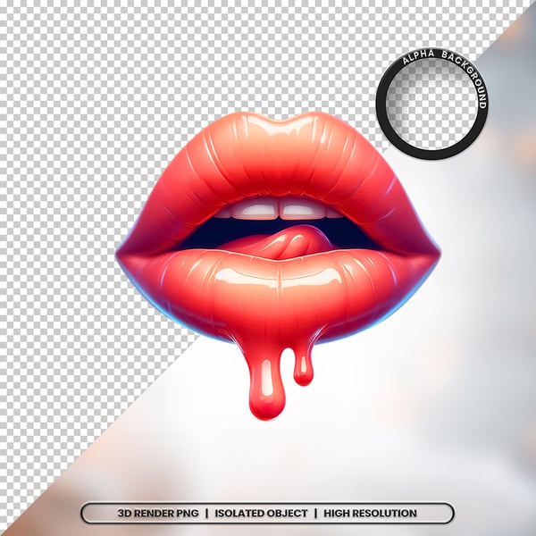 3D RENDER BOCA LÍNGUA LEITE ELEMENTO ÍCONE PSD PNG