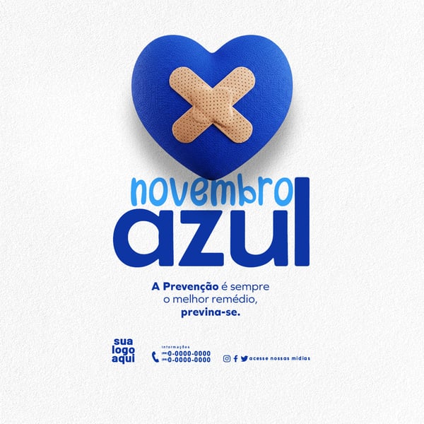 NOVEMBRO AZUL MÊS DE COMBATE AO CÂNCER DE PRÓSTATA SOCIAL MEDIA PSD EDITÁVEL 5