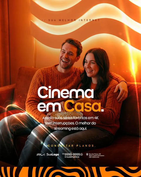 PROVEDOR DE INTERNET BRILHO DE FIBRA LARANJA SOCIAL MEDIA PSD EDITÁVEL 3