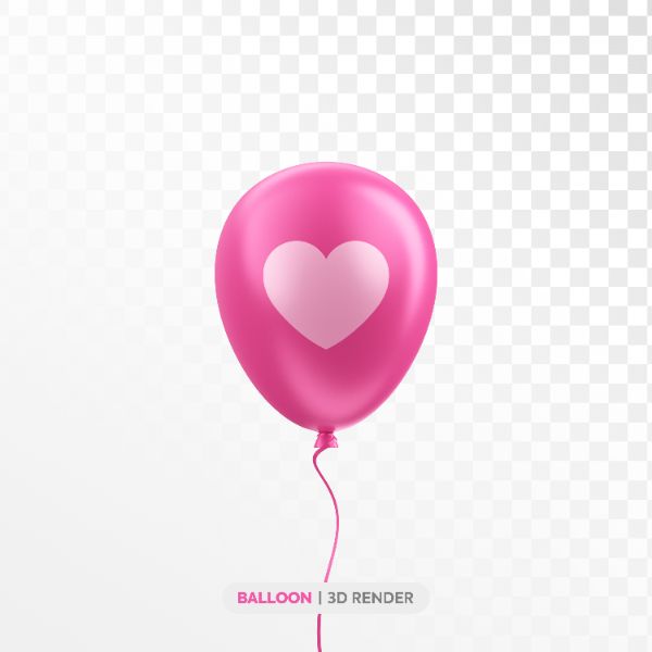 BALÃO DE CORAÇÃO ELEMENTO 3D PARA DIA DAS MÃES