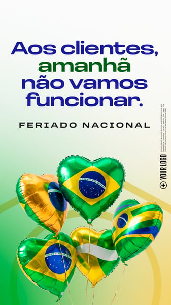 COMUNICADO FERIADO NACIONAL BRASIL SOCIAL MEDIA FLYER PSD EDITÁVEL STORY