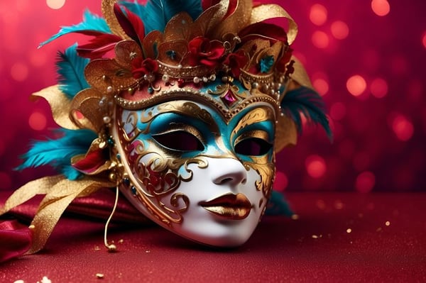 MASCARA DE CARNAVAL BACKGROUND VERMELHO