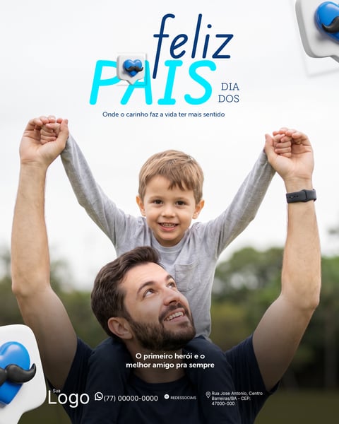 FELIZ DIA DOS PAIS 09 DE AGOSTO SOCIAL MEDIA PSD EDITÁVEL 3