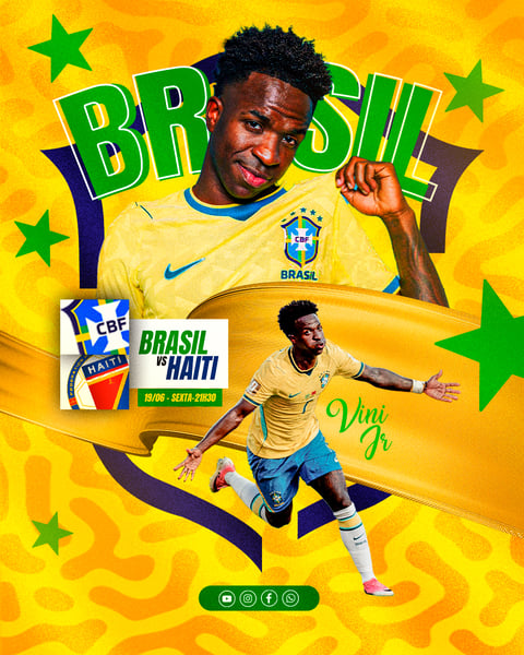 Post Instagram Copa do Mundo Jogo Brasil Haiti Futebol PSD Editável