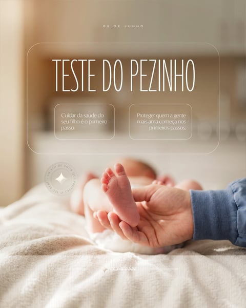 Teste do Pezinho Exame Neonatal Saúde do Bebê Social Media PSD Editável 3