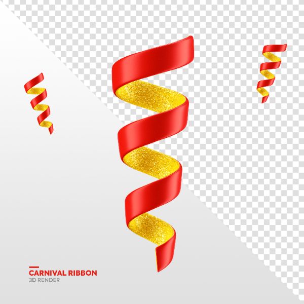FAIXA VERMELHO E AMARELO DE CARNAVAL ELEMENTO 3D