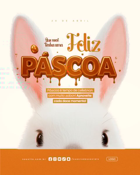 FELIZ PÁSCOA 20 DE ABRIL SOCIAL MEDIA EDITÁVEL