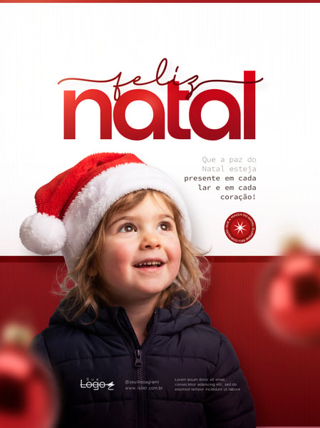 FELIZ NATAL CRIANÇA MENINA SOCIAL MEDIA FLYER PSD EDITÁVEL