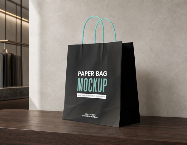 SACOLA DE PAPEL PSD EDITÁVEL MOCKUP
