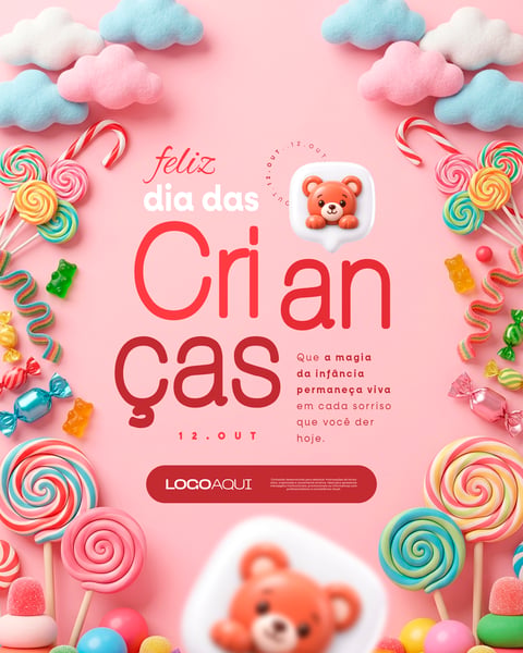 DIA DAS CRIANÇAS ARTE DOCE SOCIAL MEDIA FLYER PSD EDITÁVEL