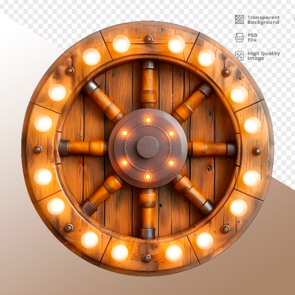 RODA DE MADEIRA COM LUZ - ELEMENTO 3D PARA COMPOSIÇÃO - WOOD