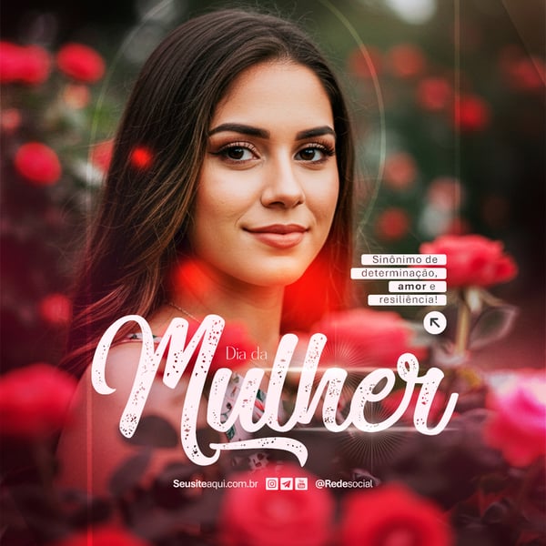 DIA INTERNACIONAL DA MULHER 8 DE MARÇO SOCIAL MEDIA PSD EDITÁVEL
