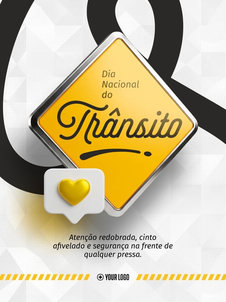 DIA NACIONAL DO TRÂNSITO PLACA AMARELA SOCIAL MEDIA FLYER PSD EDITÁVEL