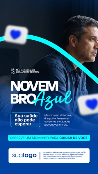 NOVEMBRO AZUL MÊS DE COMBATE AO CÂNCER DE PRÓSTATA SOCIAL MEDIA STORIES PSD EDITÁVEL 2