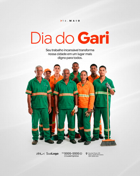 HOMENAGEM FELIZ DIA DO GARI 16 DE MAIO SOCIAL MEDIA PSD EDITÁVEL 1