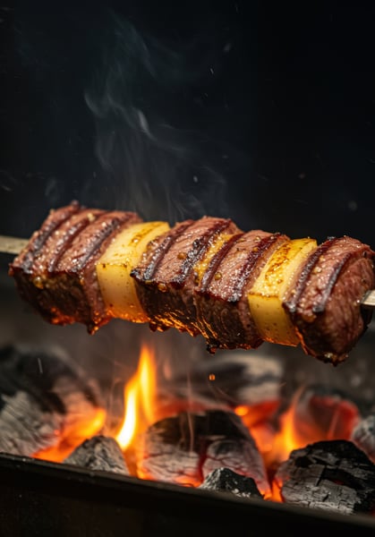 ESPETINHO DE CARNE NA BRASA