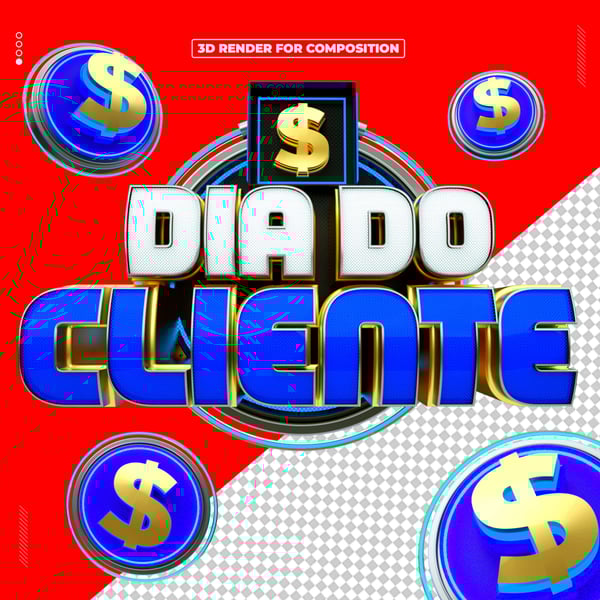 SELO 3D DIA DO CLIENTE PARA COMPOSIÇÃO