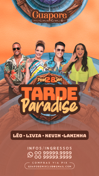 FLYER EVENTO TARDE PARADISE STORY