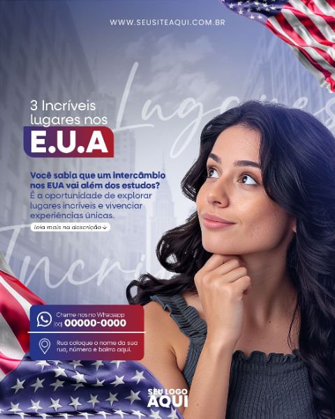 FEED VERTICAL - VISTO AMERICANO | INTERCÂMBIO | PSD EDITÁVEL