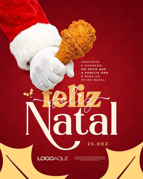 FELIZ NATAL FRANGO FRITO CROCANTE SOCIAL MEDIA FLYER PSD EDITÁVEL