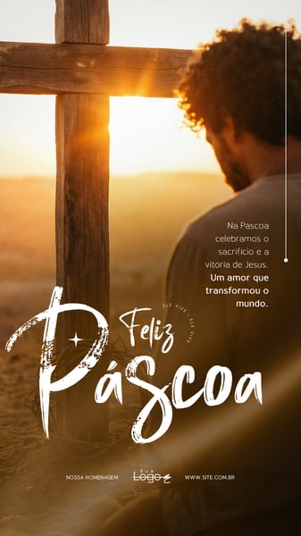 FELIZ PÁSCOA RESSURREIÇÃO DE CRISTO SOCIAL MEDIA PSD EDITÁVEL 4 STORY