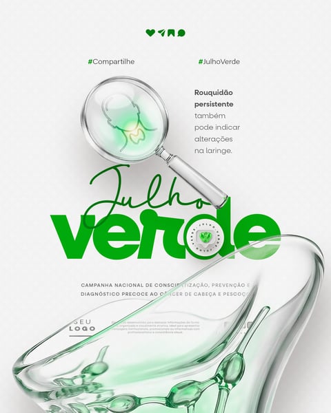 JULHO VERDE CAMPANHA PREVENÇÃO E DIAGNÓSTICO CÂNCER DE CABEÇA E PESCOÇO SOCIAL MEDIA PSD EDITÁVEL 9
