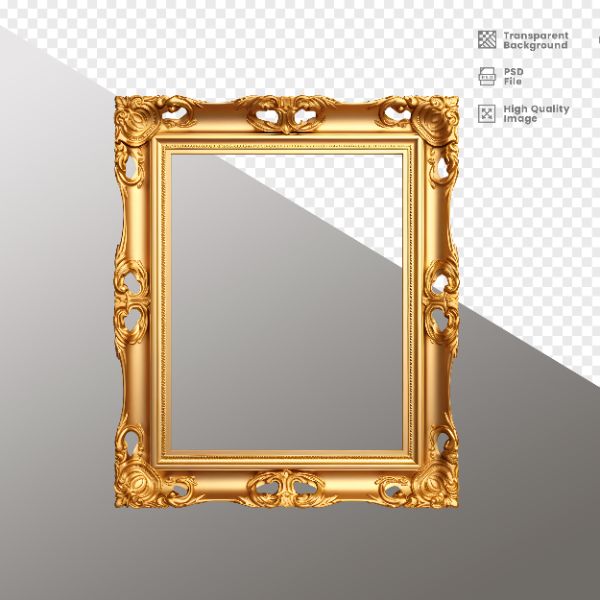 ELEMENTO 3D QUADRO ANTIGO DOURADO LUXUOSO