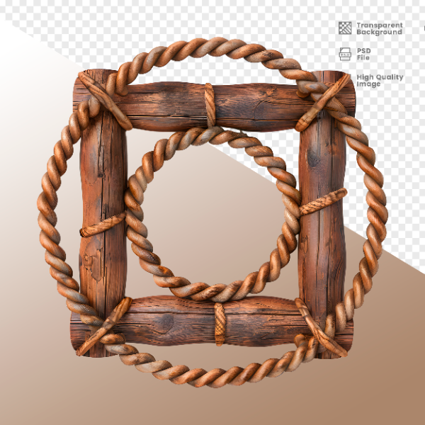 CÍRCULO MADEIRA E CORDA  ELEMENTO 3D PARA COMPOSIÇÃO - WOOD