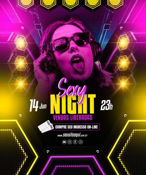 FLYER EVENTO MÚSICA FUNK NIGHT SHOW REDES SOCIAIS