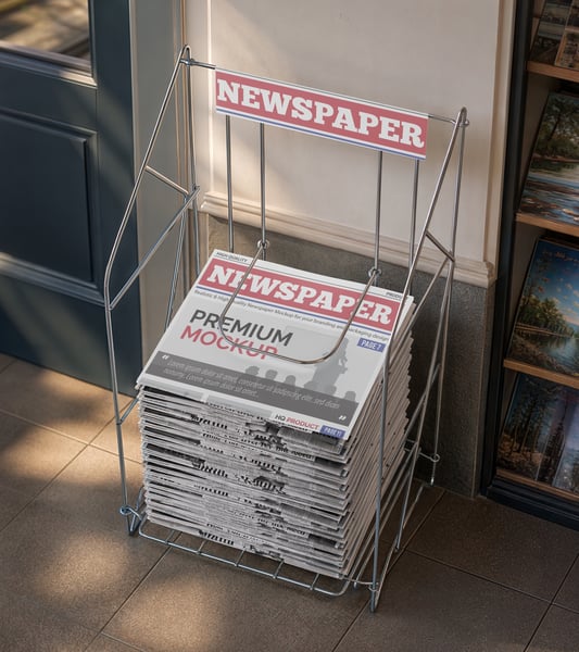 SUPORTE DE JORNAL PSD EDITÁVEL MOCKUP