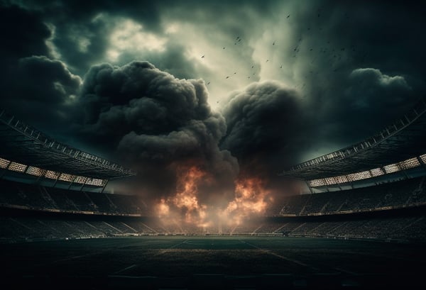 FOTO DE ESTÁDIO REALISTA COM FUMAÇA EM 4K