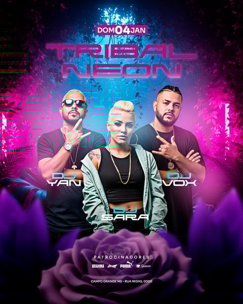 FLYER EVENTO SHOW TRIBAL NEON PSD FEED 36