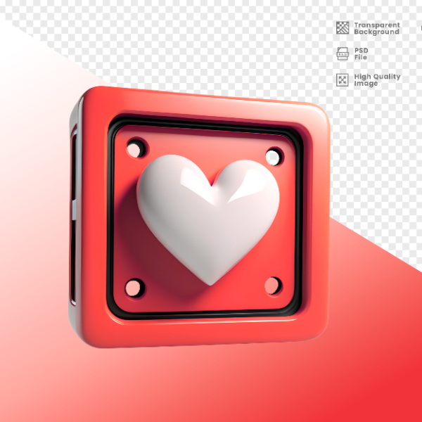 CORAÇÃO QUADRADO  -  ELEMENTO 3D CORAÇÃO  PARA COMPOSIÇÃO