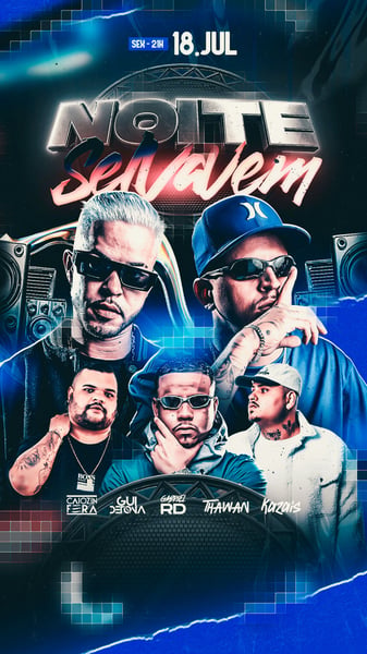 FLYER EVENTO FUNK TRAP NOITE SELVAGEM PSD EDITÁVEL