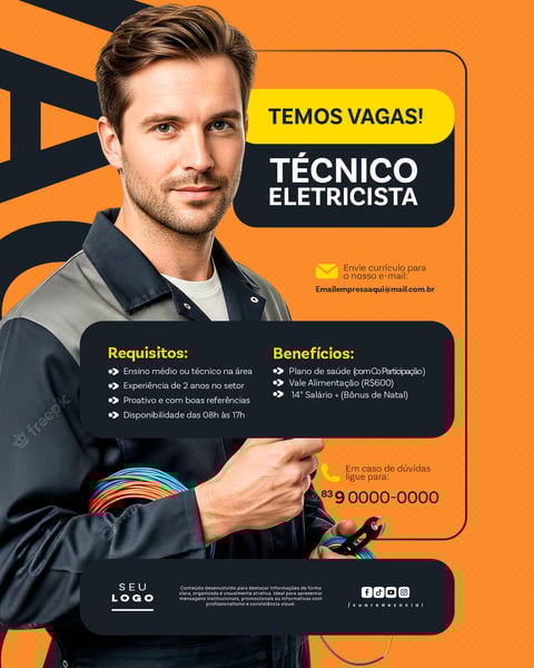 RECRUTAMENTO EMPREGO TEMOS VAGAS ABERTAS CONTRATAÇÃO SOCIAL MEDIA PSD EDITÁVEL 3