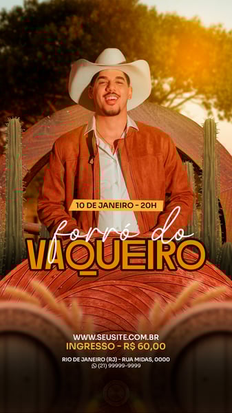 FLYER EVENTO SHOW FORRÓ DO VAQUEIRO COM ZÉ VAQUEIRO PSD STORY 54