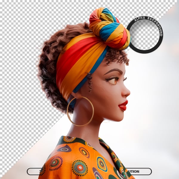 MULHER NEGRA AFRO ELEMENTO PSD PNG