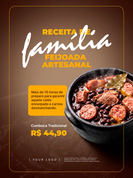 FEIJOADA ARTESANAL RECEITA DE FAMÍLIA SOCIAL MEDIA FLYER PSD EDITÁVEL