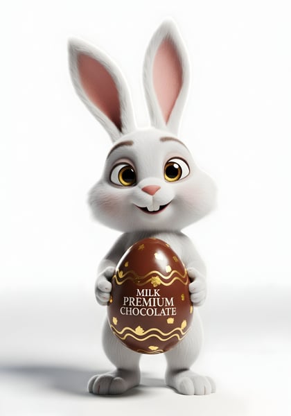 COELHINHO DA PÁSCOA BRANCO SEGURANDO UM OVO DE CHOCOLATE 04