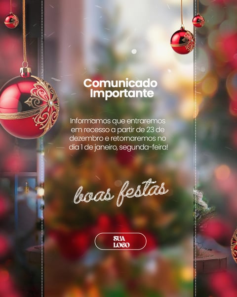 FELIZ NATAL 25 DE DEZEMBRO AVISO INFORME HORÁRIO COMUNICADO SOCIAL MEDIA PSD EDITÁVEL