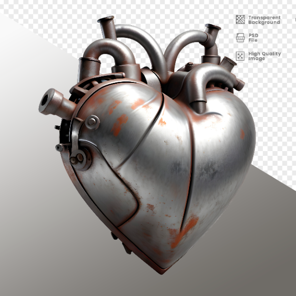 CORAÇÃO FERRO E MADEIRA  ELEMENTO 3D PARA COMPOSIÇÃO - HEART